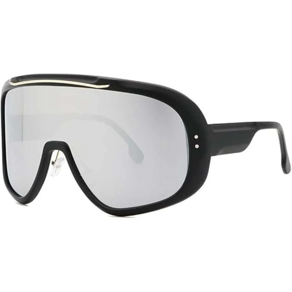 Men Women Sunglasses Black Frame Mirror Lens Oversized XL Frame ‎ Outdoor Party